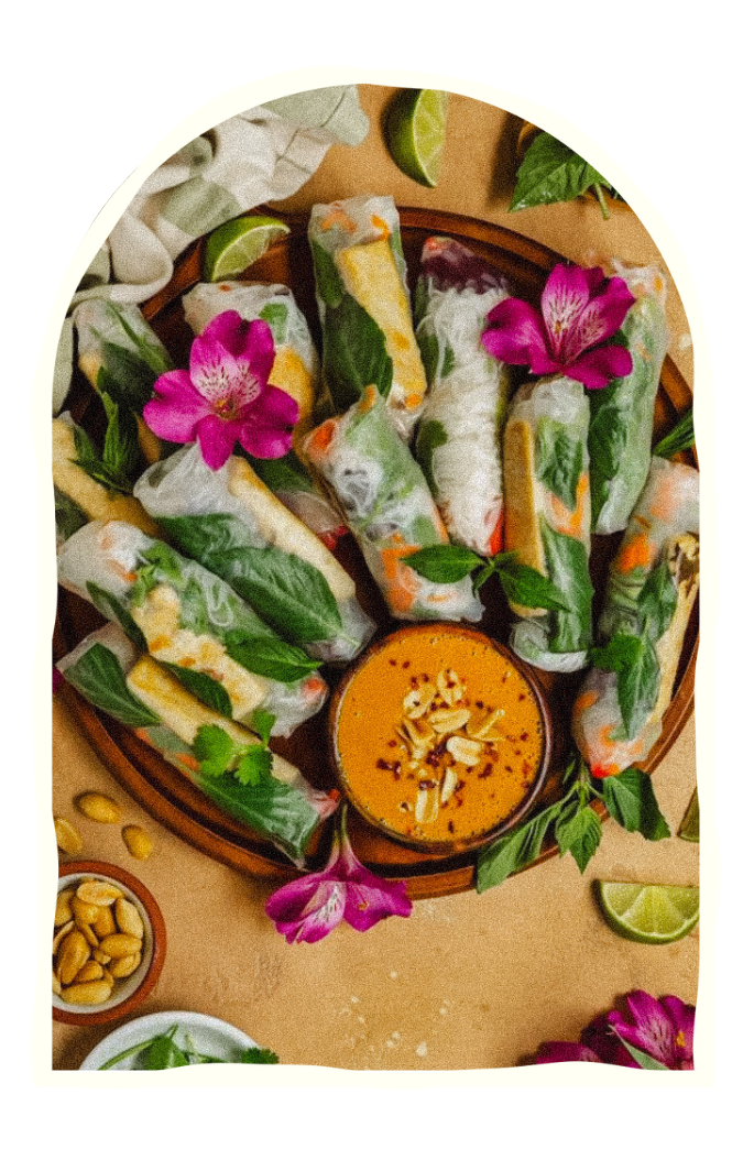 Rice Paper Rolls with SISUU Peanut Satay Dressing